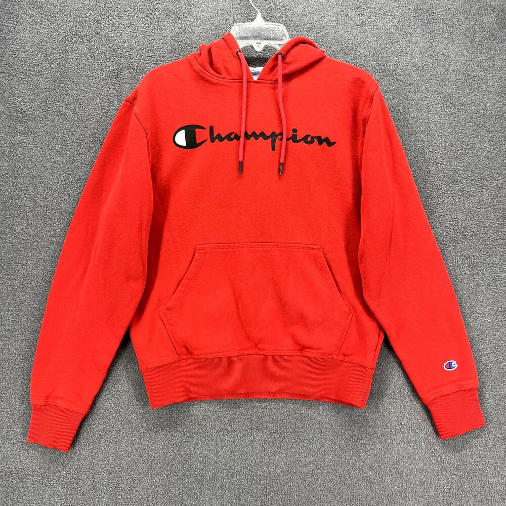 Champion Hoodie Sweatshirt Adult Small‎ Red Pullover Logo pocket Y2K